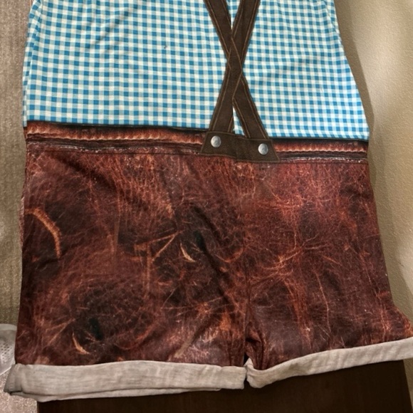 Oktoberfest Lederhosen Romper by Faux Real Shirts — Size L — NWOT - Picture 3 of 9